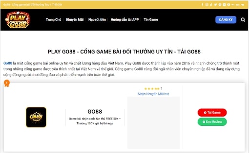 Truy cập cổng game bài đổi thưởng Play Go88 để chơi Xì Dách an toàn